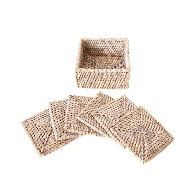 Artifacts Rattan Square Coasters - 7 Piece Set
