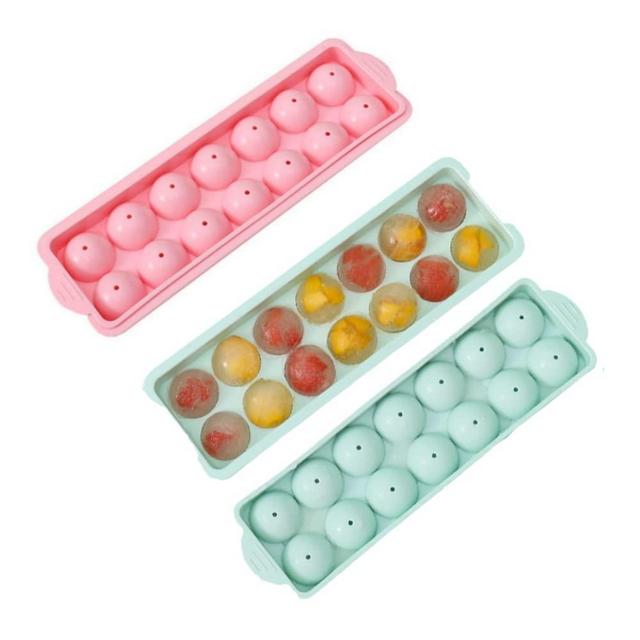 Round Ice Cube Trays for Freezer, Jawbush 2-Pack Ice Ball Maker Molds with Lids, 28 Pcs 1.2" Sphere Ice Ball Maker Trays for Cocktail Coffee or Whiskey, Stackable and BPA Free