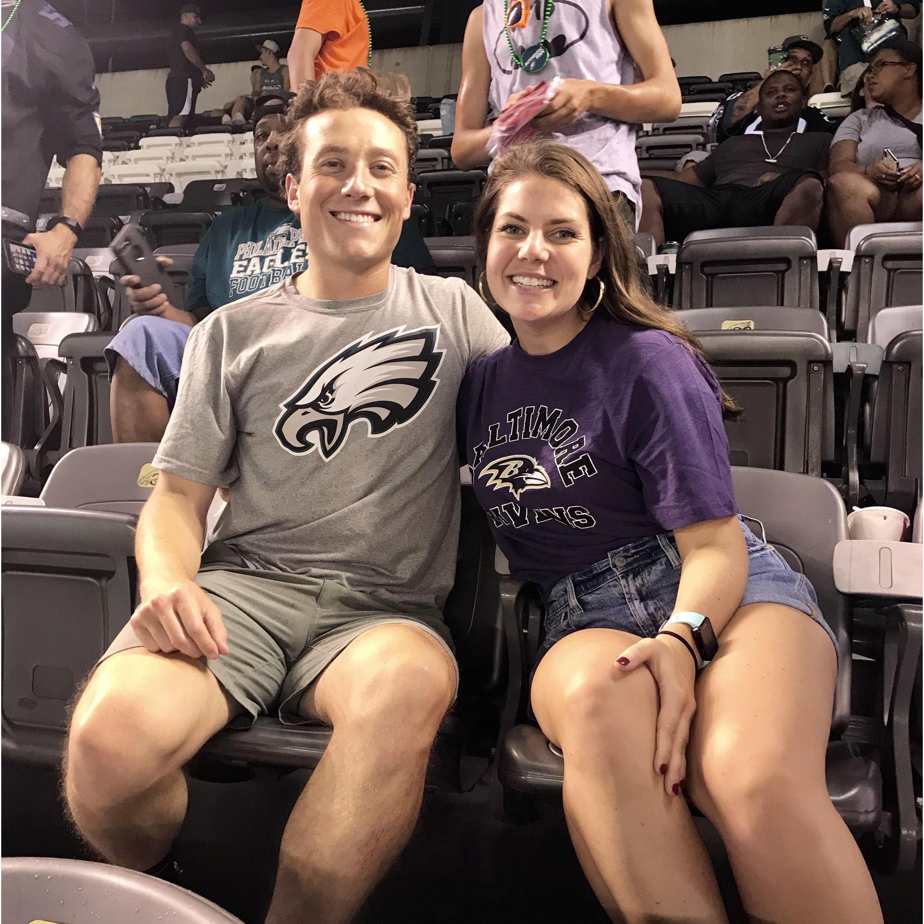 Our second date! Eagles vs Ravens pre-season game. Ravens win!! :) Sept 2019.