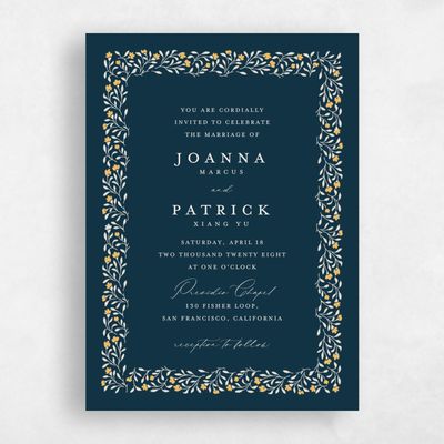 Blue Wedding Invitation - Sabine Portrait