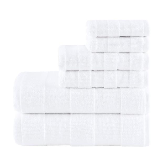 6pc Parker Luxury Stripe Cotton Towel Set White