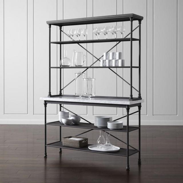 French Kitchen Bakers Rack with Hutch