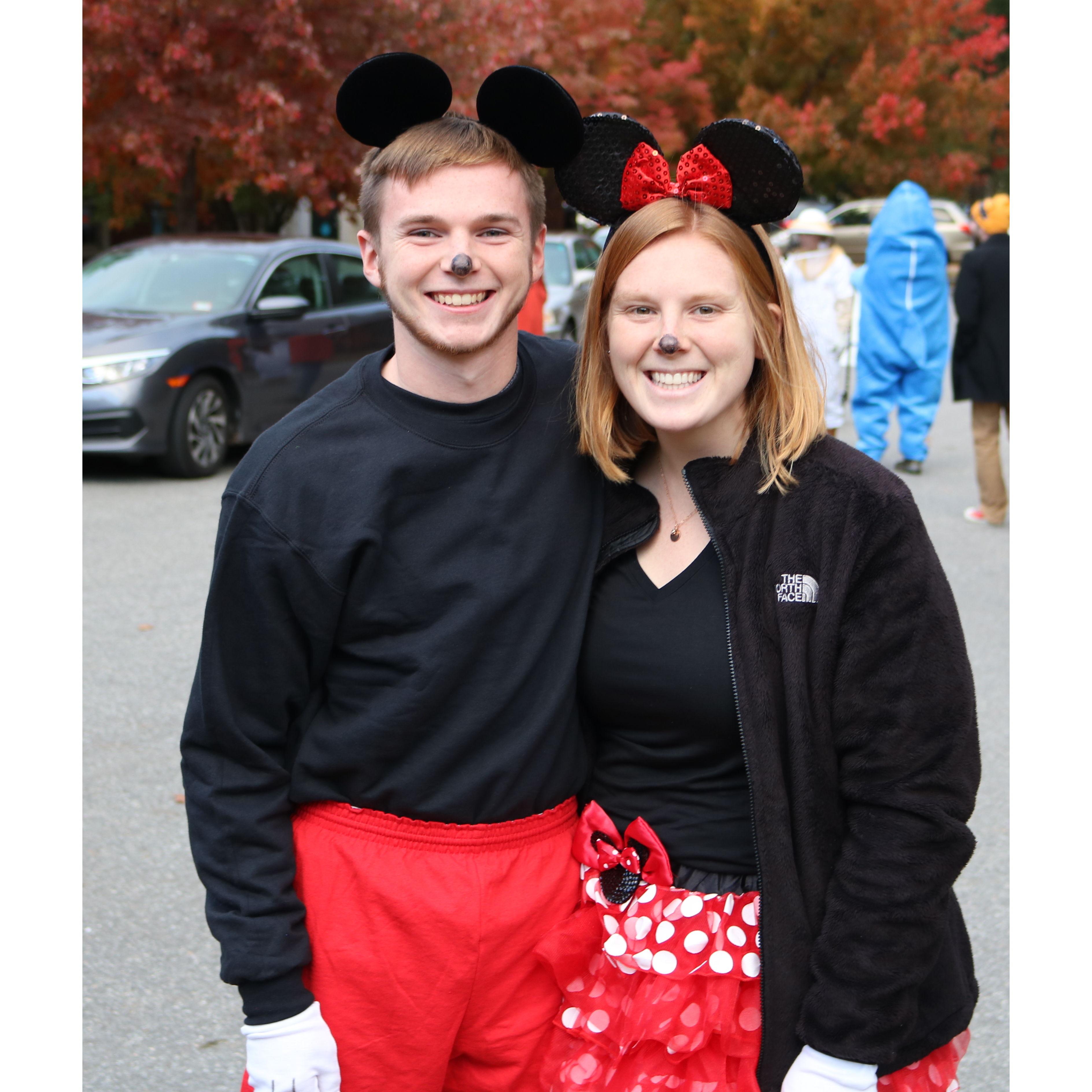 We were dressed up at Saint A's to pass out candy to our professors' kids for Halloween