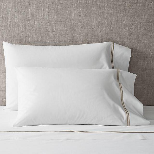 Organic Italian Hotel Satin Stitch Pillowcases (Set of 2)