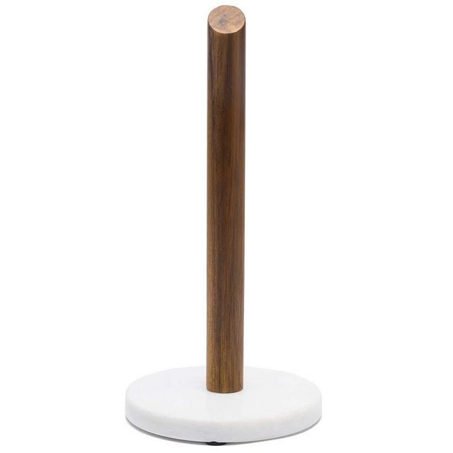 Paper Towel Holders- Marble Base and Acacia Wood Stand -Heavy Solid Stable Natural -Home Countertop Organization-Kitchen Dinning Storage (Acacia wood, 13.5“)
