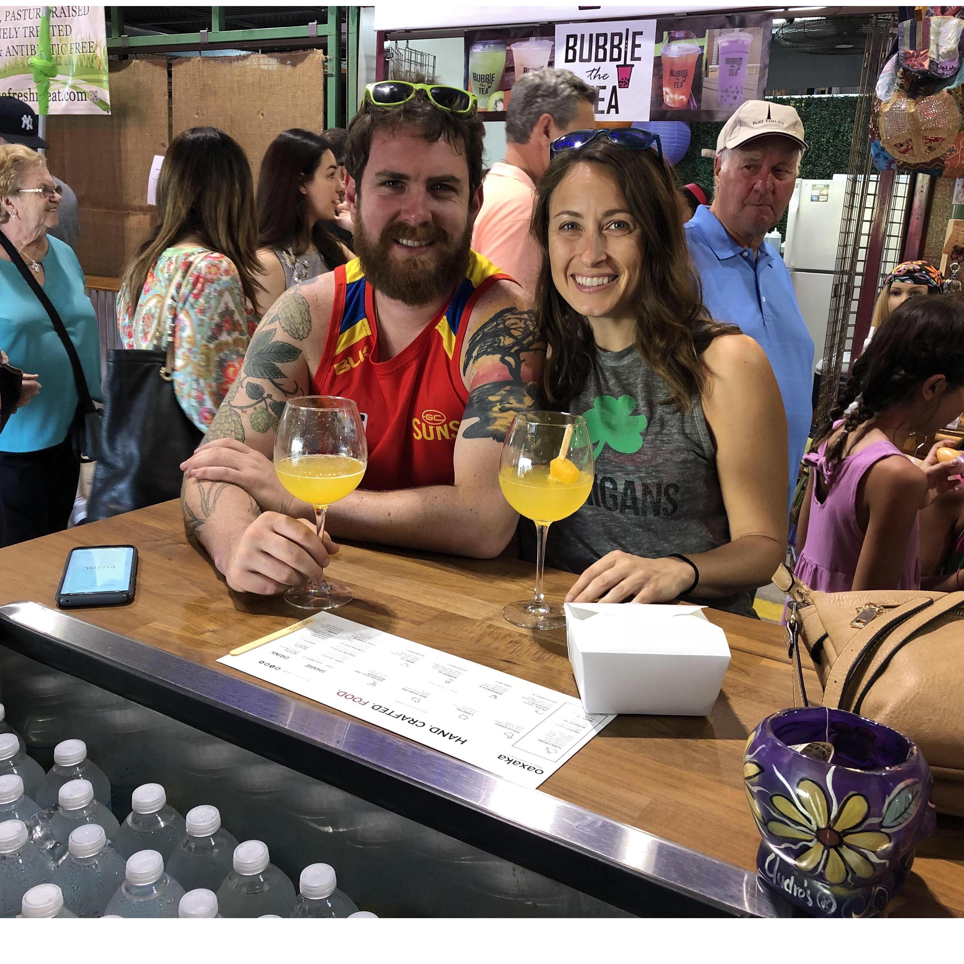 At our favorite spot- the Yellow Green Market!