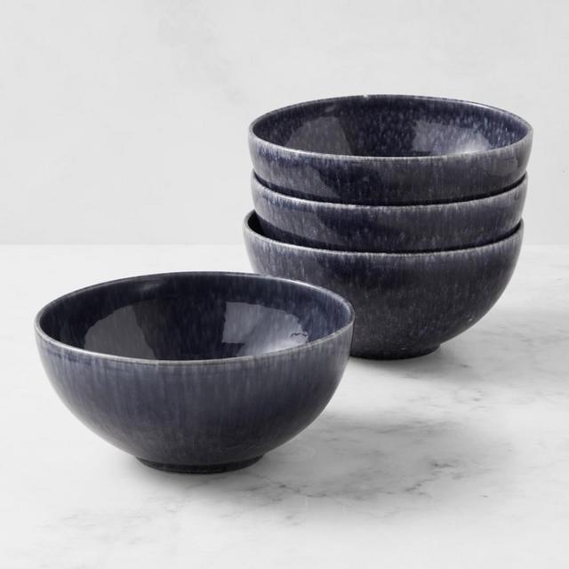 Cyprus Reactive Glaze Noodle Bowls, Set of 4, Blue