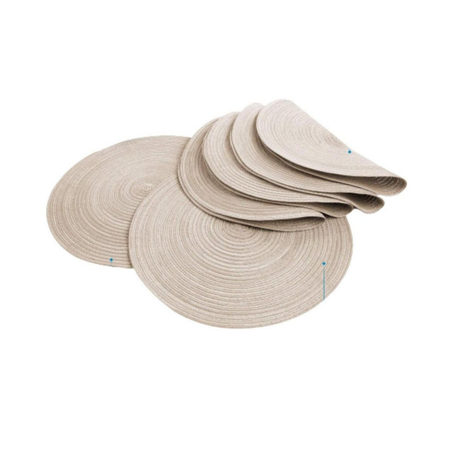 Zulay Kitchen Braided Round Place Mats & Anti-Skid Placemat for Dining - Set of 6