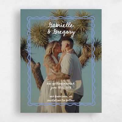 Dark Pastel Blue Wedding Save the Date - Nyssa Photo