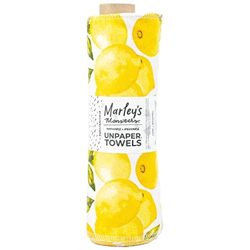 Marley's Monsters Reusable UNpaper Towel Roll, Handmade in Eugene, Oregon (Vintage Lemons, 24-pack)