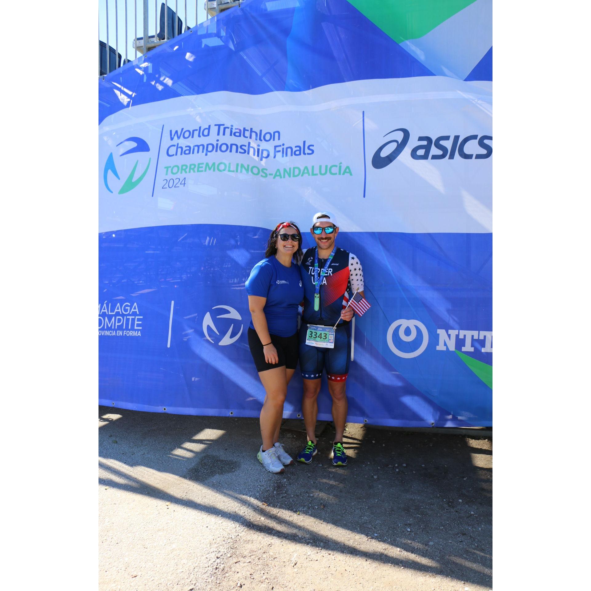 After Andrew's World's Triathalon competition in Spain