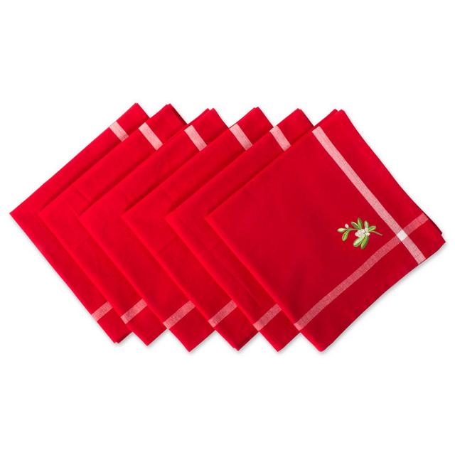 Design Imports Embroidered Mistletoe Napkins in Red (Set of 6)