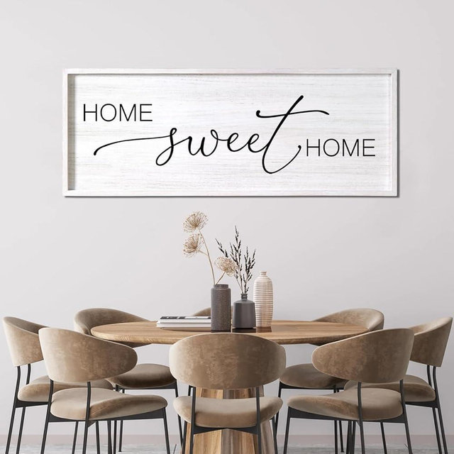 Home Sweet Home Decorative Rustic Sign & Plaque Framed Wall Art for Couples, 40''×15'' Cottagecore Wooden Horizontal Home Sweet Home Wall Decor Above Bed, Vintage Farmhouse Wedding Gift