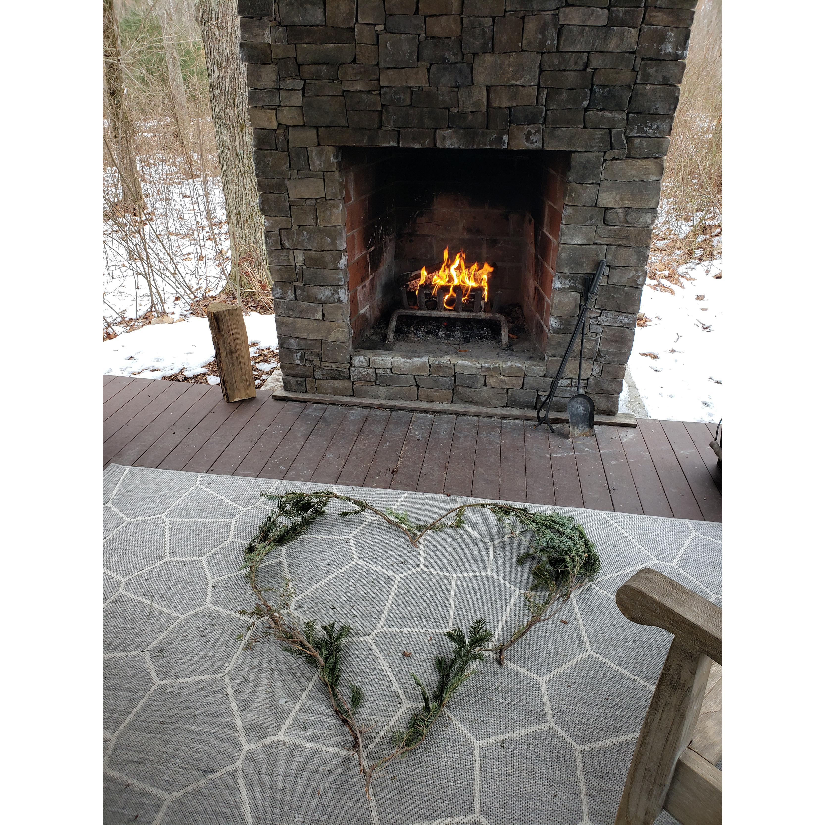 Rory sets the stage for the proposal (not pictured: bird seed scattered everywhere, and yet no birds)