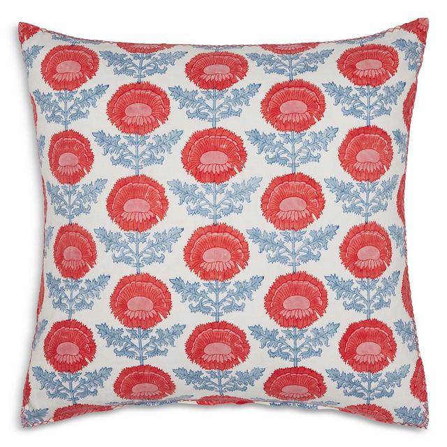 John Robshaw Kaavia Coral Floral Decorative Pillow with Insert