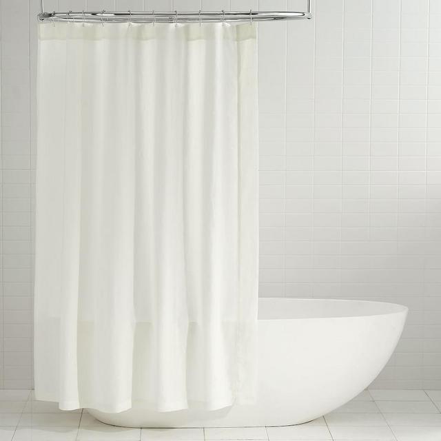 Belgian Flax Linen Hemstitch Shower Curtain