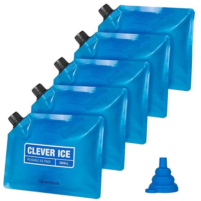 CleverMade Reusable Ice Pack - Long Lasting Cold Freezer Packs for Insulated Coolers & Lunch Bags - Add Water & Freeze - Clever Ice - No Ice Needed - Size Small - Set of 5