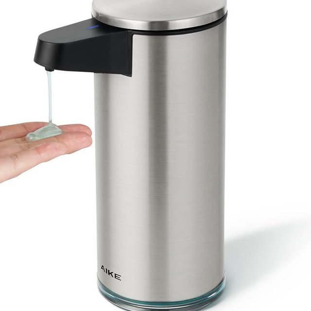 AIKE SensePro Automatic Soap Dispenser Type-C Rechargeable, Brushed Stainless Steel Finish 12.8 fl.oz. for Liquid Soap