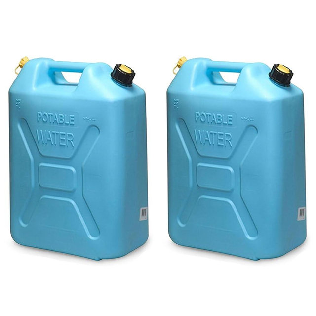 Scepter Portable Plastic Military Style Food Grade 5 Gal Water Jug Container with Reversible Spout for Camping & Emergency Storage, Blue