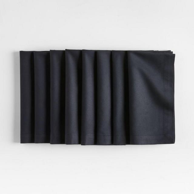 Aspen Black Cotton Napkins, Set of 8