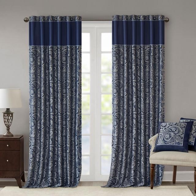 Set of 2 Valerie Window Curtain Panel Navy