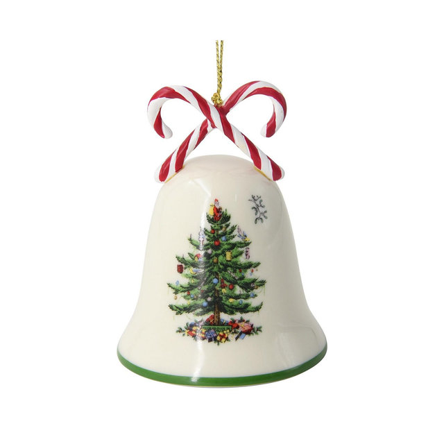 Spode Christmas Tree Candy Cane Bell Ornament