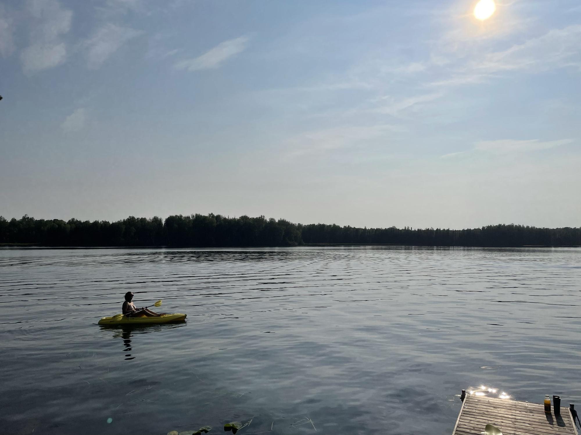Cuckoos favorite thing to do is kayak on Vera Lake on a sunny summer day.