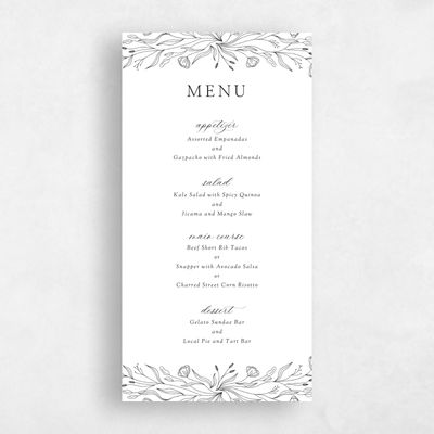 White Wedding Menu - Vanora