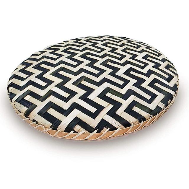 Ann Lee Design Round Serving Trays - 14 x 14 x 1.7 Inches (Snake Black)