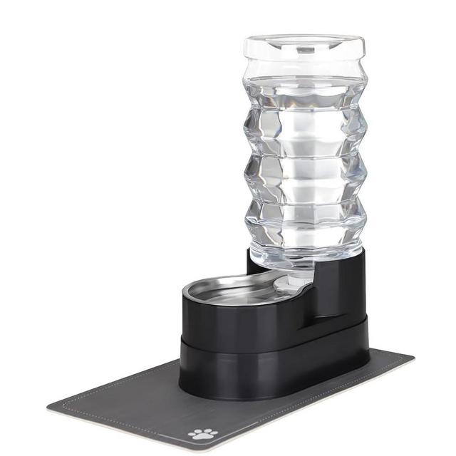 RIZZARI 9L Raised Automatic Pet Waterer, Gravity fed Stainless Steel Waterer, 100% BPA Free, Large Capacity Feeder for Cats and Medium to Large Dogs (Black,9L)