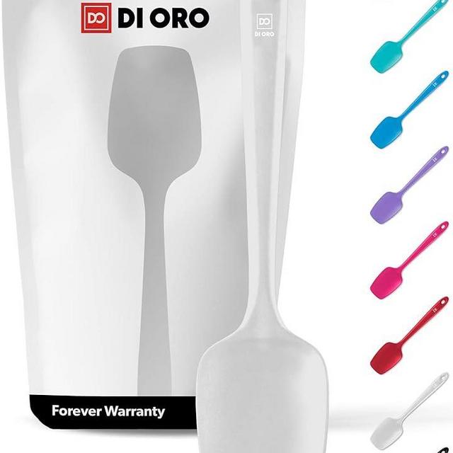 DI ORO Silicone Spoon Spatula - Forever Warranty - 600°F Heat-Resistant Large Silicone Spoonula Scraper - BPA Free Nonstick Cookware Safe Rubber Kitchen Utensil for Baking, Cooking, & Mixing (Stone)
