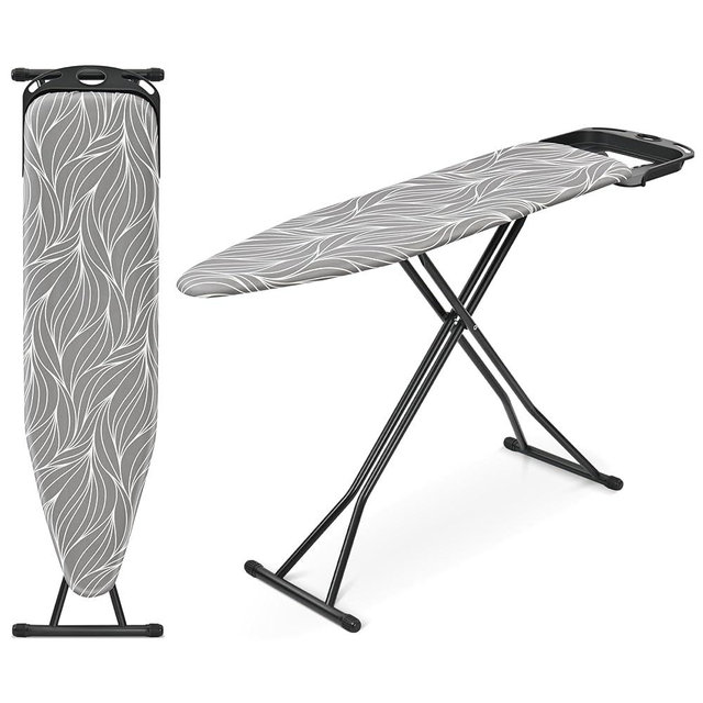 APEXCHASER Full Size Ironing Board with Heat Resistant Cover Foldable Iron Board 7-Lever Height Adjustable Non-Slip Sturdy Metal Legs 14x54, Grey