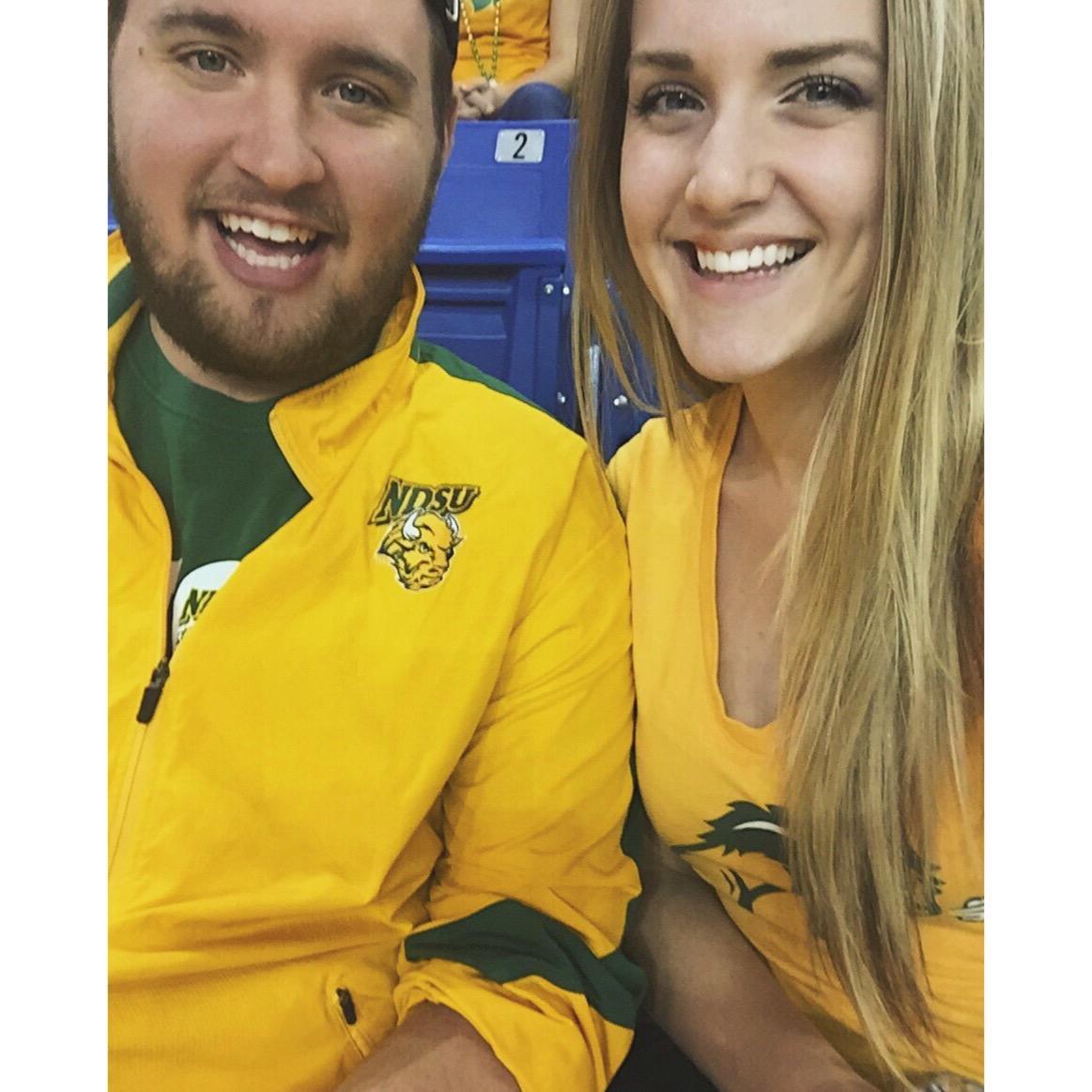 09.12.15 - Bison Pride! Erica couldn’t believe Alex didn't attend football games, even though he was Thundar the NDSU mascot (Shh!) Now they never miss an opportunity to cheer on their favorite team!