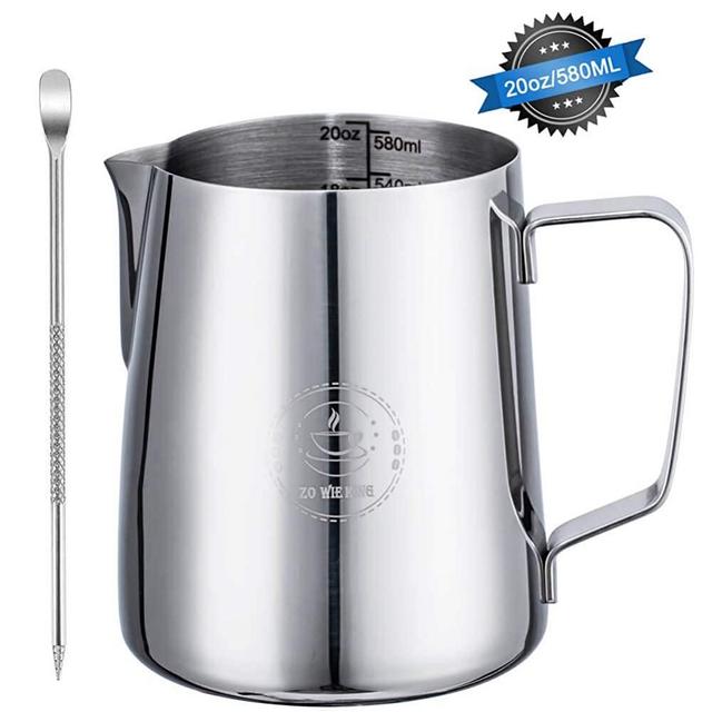 1pc Stainless Steel Thick Wall Art Pen Coffee Frothing Cup With Spout For  Cappuccino, Latte Or Espresso