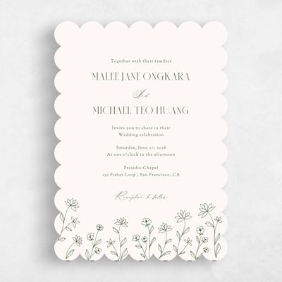 Beige Scalloped Wedding Invitation - Durham Portrait