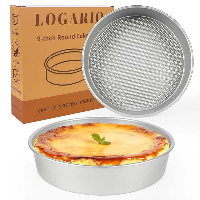 Logario 9-Inch Round Cake Pan Set of 2 – Extra Thick Gauge Steel Cake Pans, Honeycomb Texture Non-Stick Coating for Easy Release, Even Heating, Ideal for Layer Cakes, Cheesecakes & Home Baking