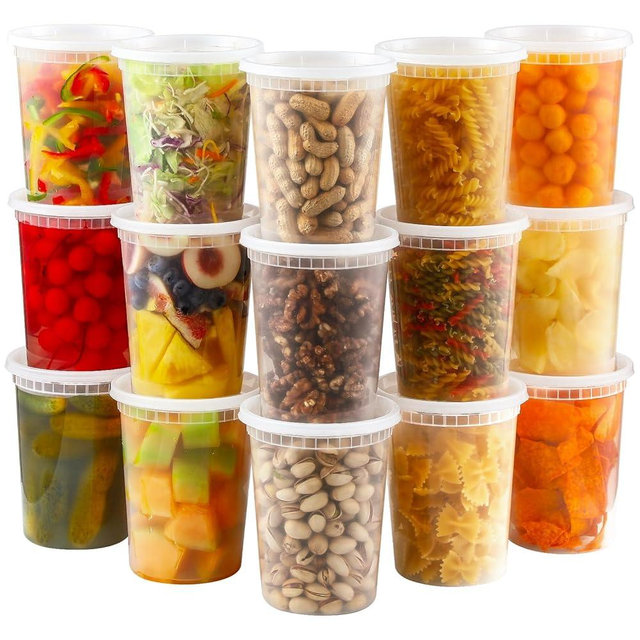AOZITA 20 Sets 32 oz Plastic Deli Food Containers With Lids, Airtight Food Storage Containers, Freezer/Dishwasher/Microwave Safe, Soup Containers For Takeout Meal Prep Storage