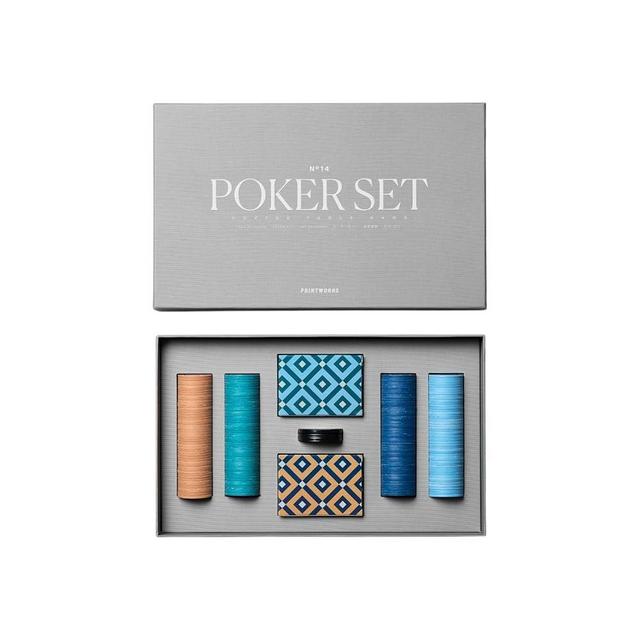 PrintWorks Classic Poker Set – Includes Chips, Playing Cards, Storage Case & Multilingual Instructions, Stylish Tabletop Game for Adults & Home Decor