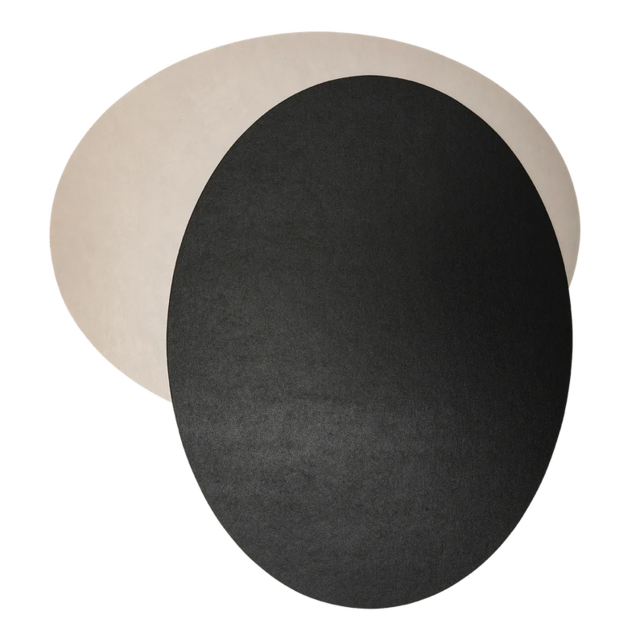 COATED OVAL PAPER PLACEMAT IN CACHMIRE AND BLACK