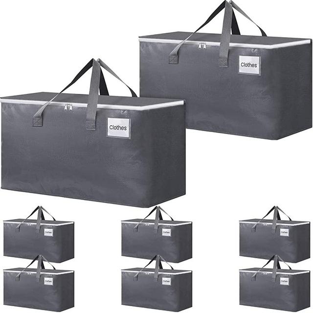 BlissTotes Large Moving Boxes with Zippers & Handles Moving Supplies with lids, Heavy Duty Totes for Storage Bags for Space Saving, Fold Flat, Moving and Storing 93L, 8 Pack