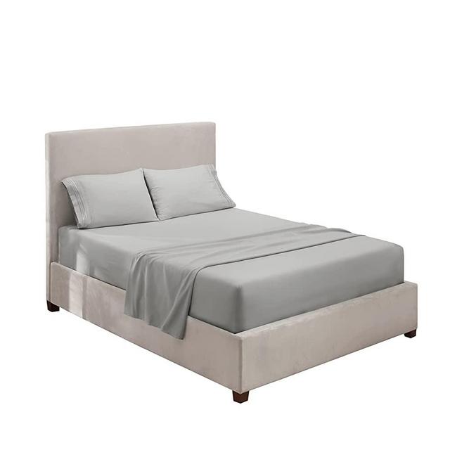 Clara Clark Bed Sheets, Premier 1800 Series 4 Piece Bed Set, Deep Pocket Brushed Microfiber, Wrinkle, Fade, Stain Resistant, King Size. Silver Gray