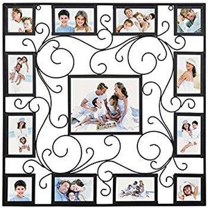 WOLTU Antique Metal Puzzle Collage Picture Frame Decorative Wall Hanging Photo Frame,13 Openings,4x6" with Plexiglass protection,Black, PF39blkS13
