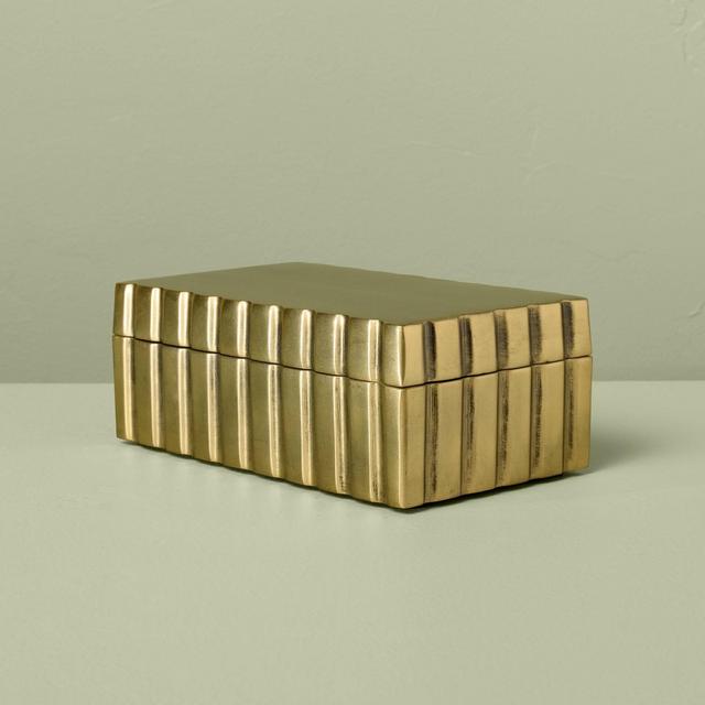 Fluted Antique Brass Finish Decorative Box Rectangular - Hearth & Hand™ with Magnolia