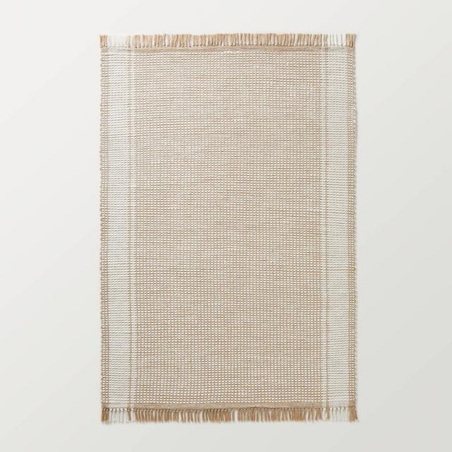 5'x7' Wide Border Stripe Handmade Woven Area Rug Tan/Cream - Hearth & Hand™ with Magnolia