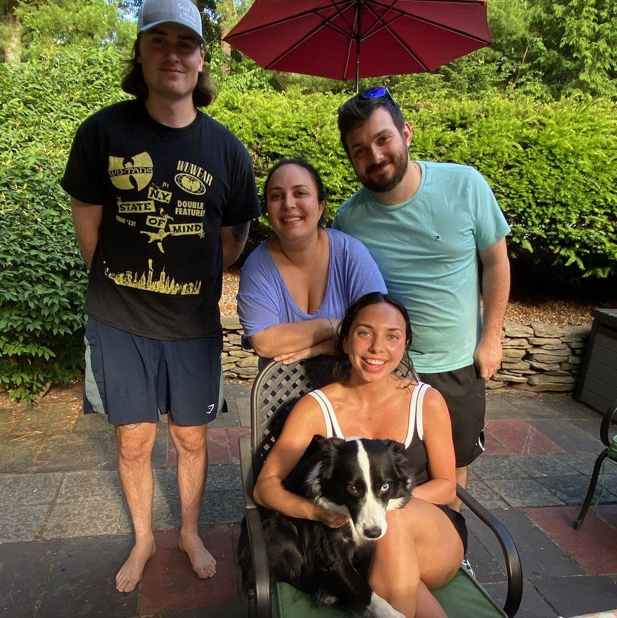 Logan and I with my sister, her husband Luke, and there dog Hank enjoying some quality family time in the summer.