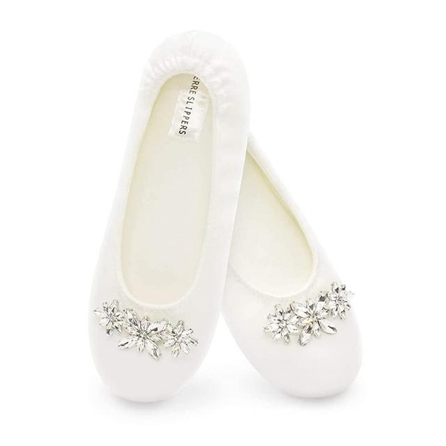 Women's Bridal Satin Slippers Comfortable Dancing Shoes for Bride