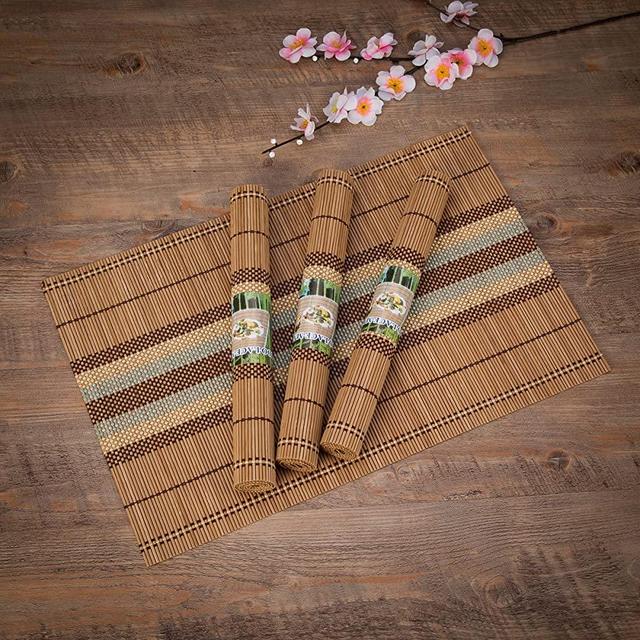 THY COLLECTIBLES Eco-Friendly 18" x 12" Bamboo Table Place mats Non-slip Table Decor Mats for Kitchen Dining Room Set of 4, Multi-colored