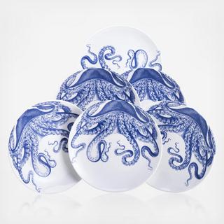 Blue Lucy Canape Plate, Set of 6