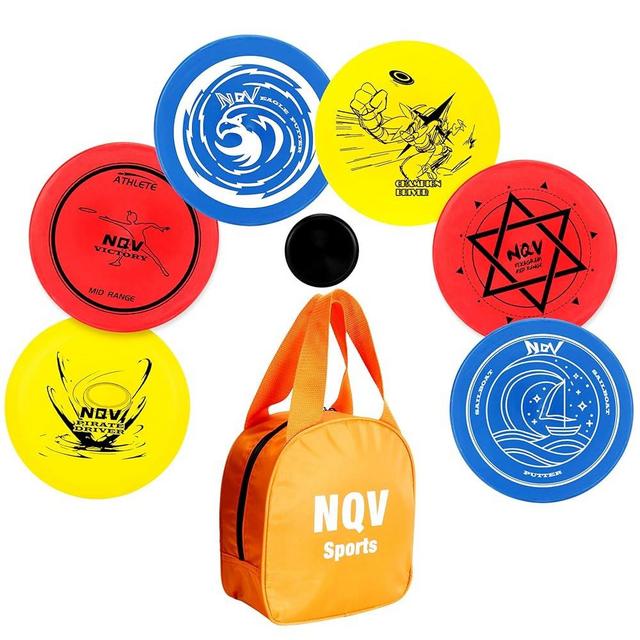 NQV Disc Golf Set with Bag,Disc Golf Beginner Set,6 PCS Flying Discs with Putters Drivers Mid Ranges+1 Disc Golf Bag for Beginners