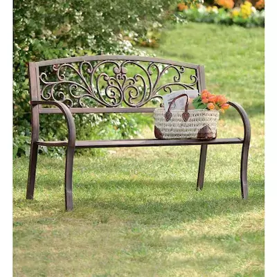 Plow & Hearth Blooming Garden Metal Bench
